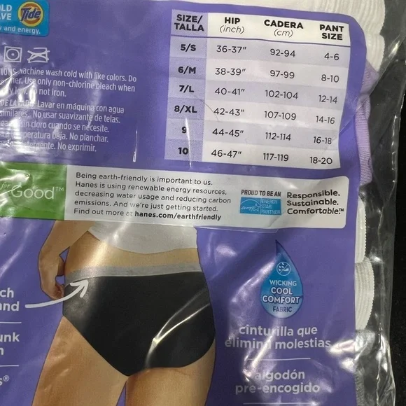 Women’s cotton Hanes hipsters‎ panties underwear Sz 6 pack of 6 new NIP - Picture 4 of 7